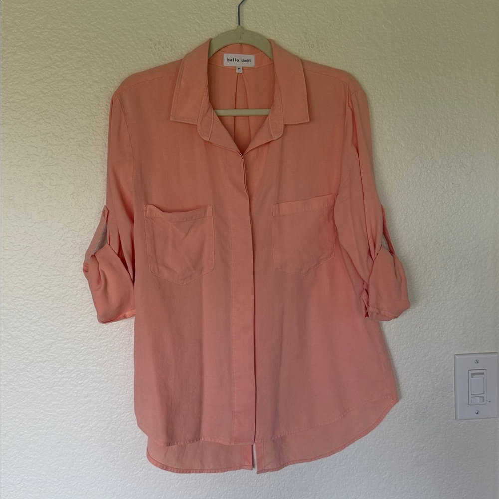 Bella Dahl Split Back Button Down 100% Tencel Top - image 3
